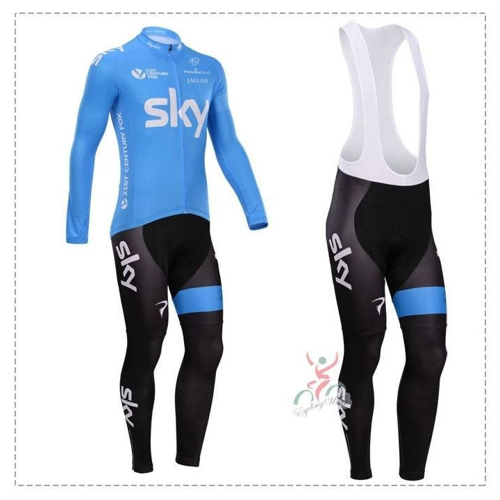 Ropa de ciclismo invernal con tirantes SKY, comodidad y estilo para tus rutas en bici
