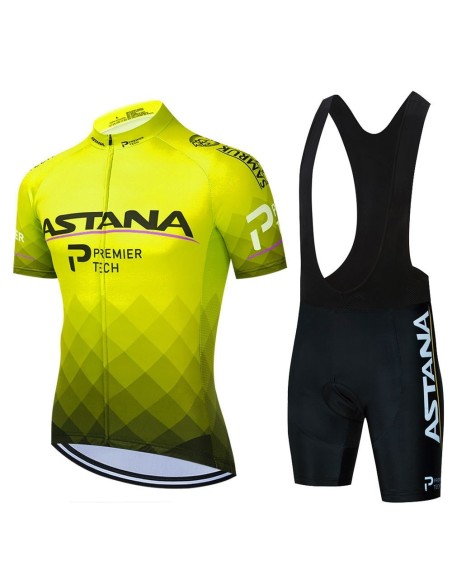 Ropa de ciclismo de verano con tirantes Astana Premier Tech para un pedaleo cómodo y fresco
