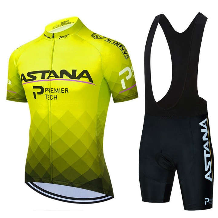 Ropa de ciclismo de verano con tirantes Astana Premier Tech para un pedaleo cómodo y fresco