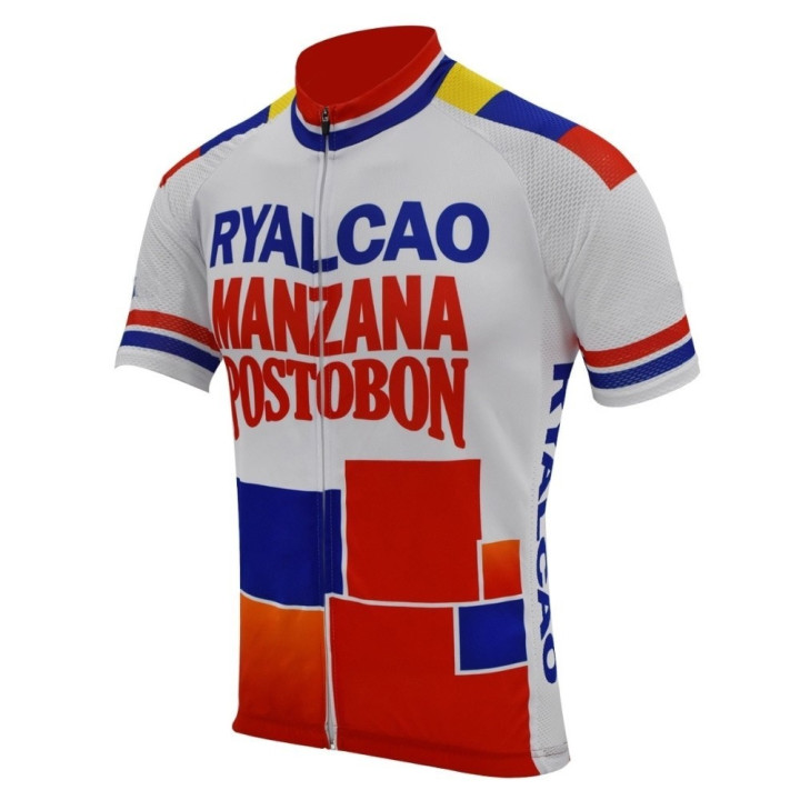 Maillot corto Manzana Postobon: comodidad y frescura para ciclistas