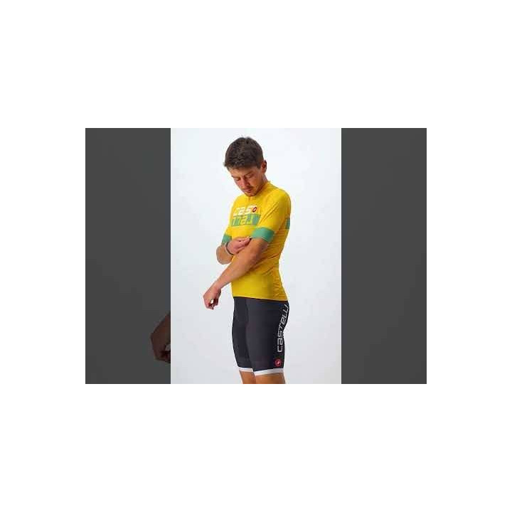 Maillot corto Castelli Scorpione 2 en verde y amarillo, comodidad y estilo para tus rutas en bici