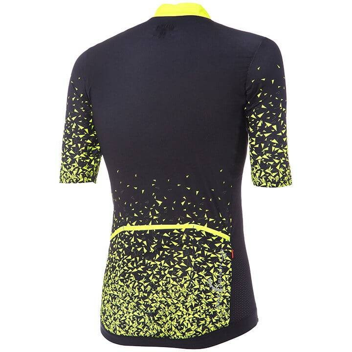 Maillot corto RH+ Asteroid negro y amarillo neón para ciclistas que buscan estilo y comodidad