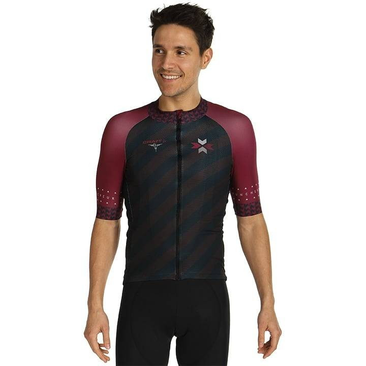 Maillot de ciclismo corto CRAFT Specialiste en rojo y negro para un pedaleo cómodo y estiloso
