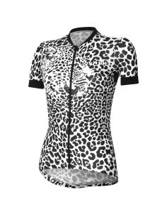 Maillot de ciclismo corto para mujer RH+ Fashion Evo en negro y blanco, comodidad y estilo para tus rutas