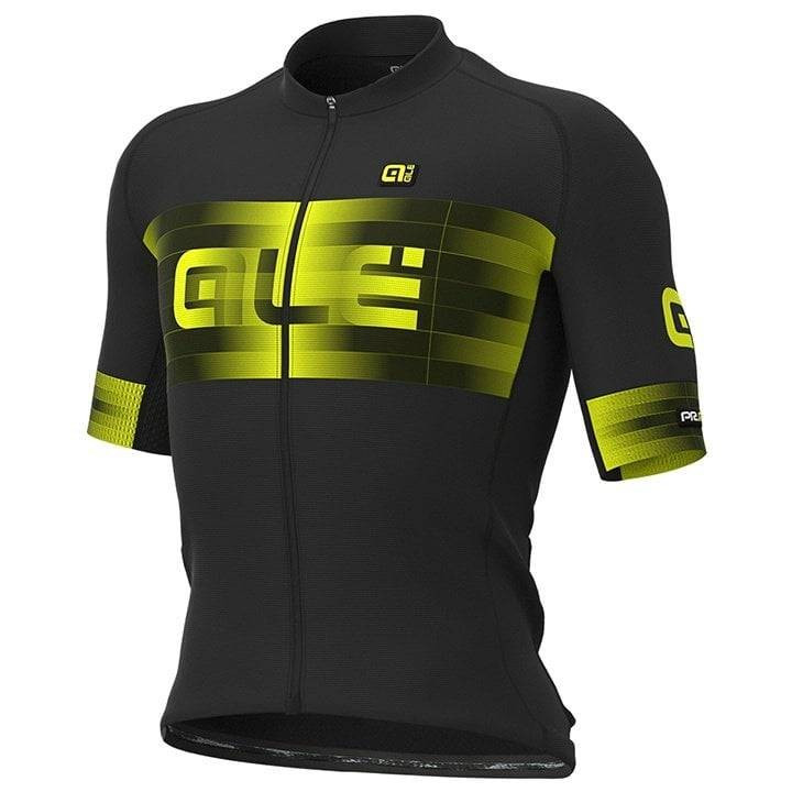 Maillot corto ALÉ Scalata negro y amarillo neón, comodidad y estilo para tus rutas