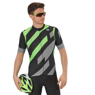 Maillot corto SPORTFUL Volt en negro y verde neón, ideal para ciclistas