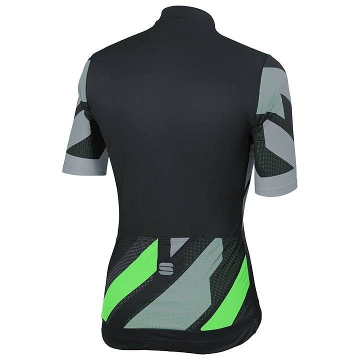 Maillot corto SPORTFUL Volt en negro y verde neón, ideal para ciclistas
