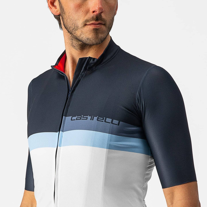 Maillot de Ciclismo A Blocco en Azul y Blanco para Estar Cómodo y Fresco