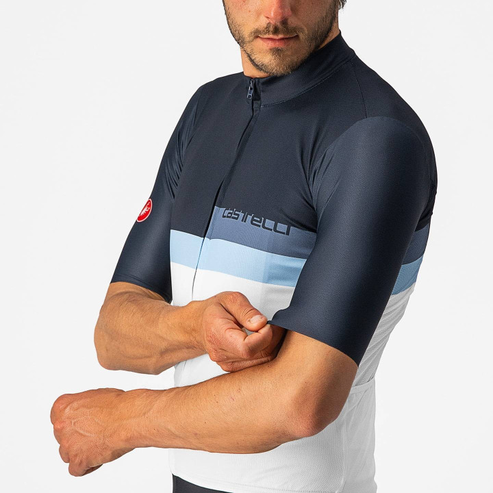 Maillot de Ciclismo A Blocco en Azul y Blanco para Estar Cómodo y Fresco