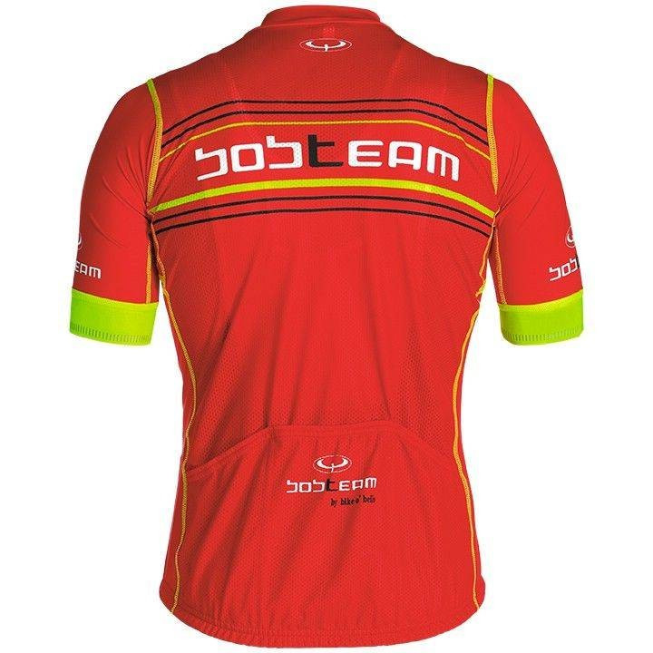 Maillot Scatto rojo y amarillo neón de BOBTEAM para ciclistas que buscan comodidad y estilo