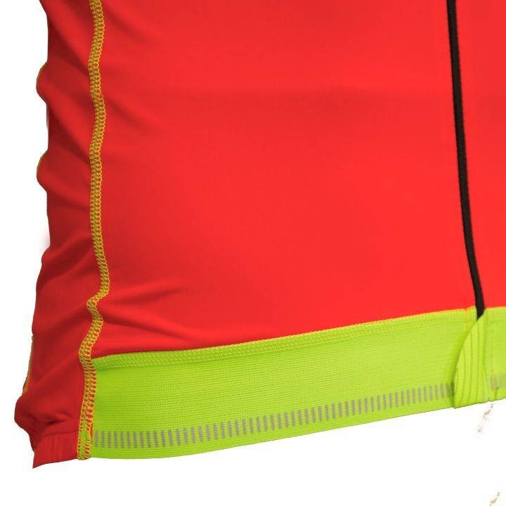 Maillot Scatto rojo y amarillo neón de BOBTEAM para ciclistas que buscan comodidad y estilo