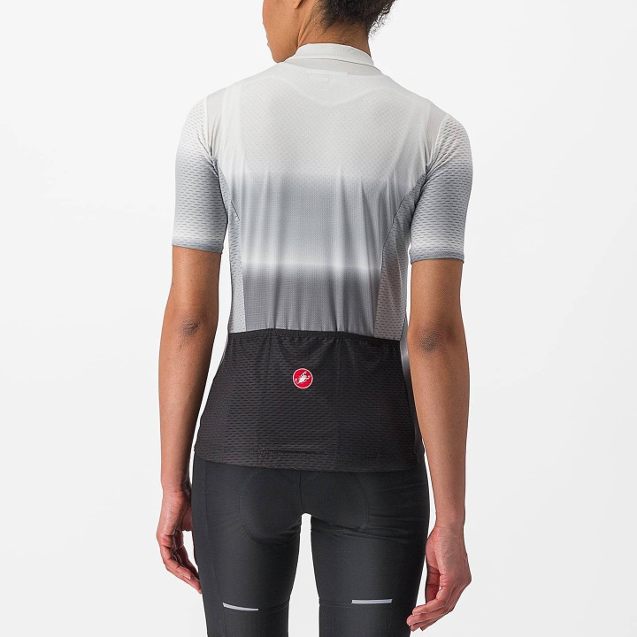 Maillot corto para mujer Dolce en gris y blanco de Castelli, comodidad y rendimiento en cada pedaleo
