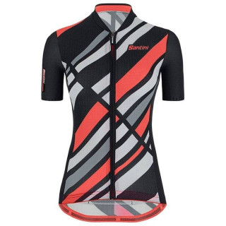 Maillot corto de ciclismo para mujer SANTINI Raggio en negro, estilo y confort para tus rutas