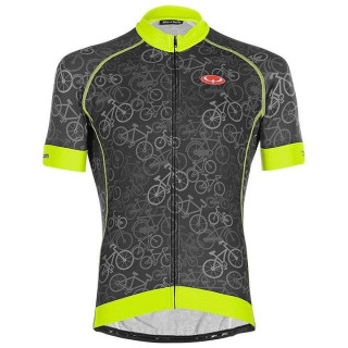 Maillot corto BOBTEAM Bike It gris y amarillo para ciclistas cómodos y con estilo