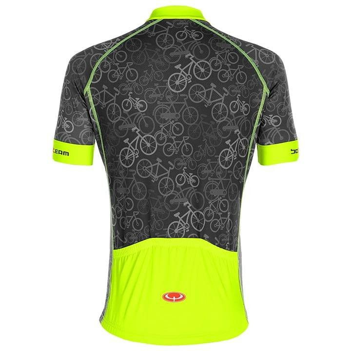 Maillot corto BOBTEAM Bike It gris y amarillo para ciclistas cómodos y con estilo