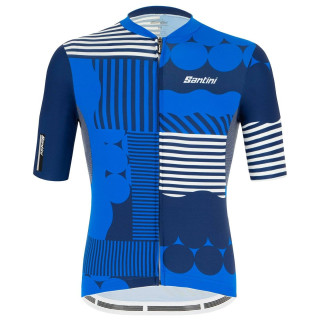 Maillot Santini Delta Optic azul: comodidad y estilo para tus rutas de ciclismo