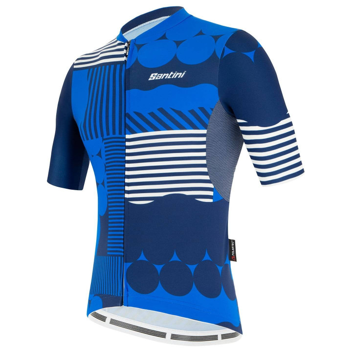Maillot Santini Delta Optic azul: comodidad y estilo para tus rutas de ciclismo