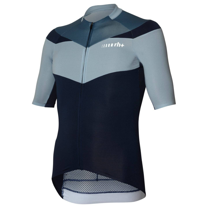 Maillot corto RH+ Team en azul y gris, comodidad y estilo para tus rutas en bici