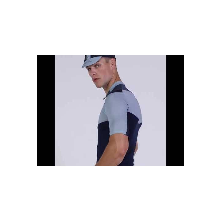 Maillot corto RH+ Team en azul y gris, comodidad y estilo para tus rutas en bici