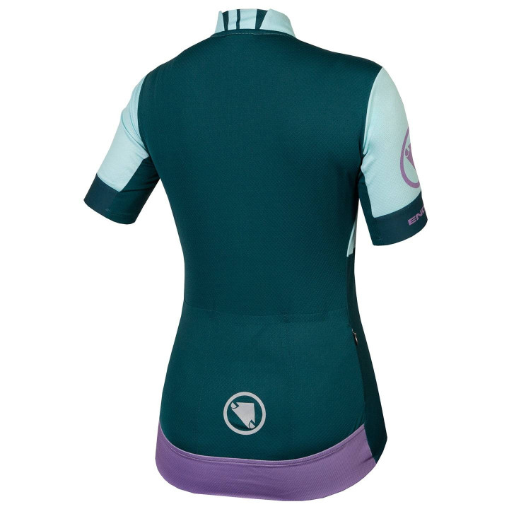 Maillot de ciclismo corto para mujer ENDURA FS260 Print en lila y verde, comodidad y estilo en cada pedaleada