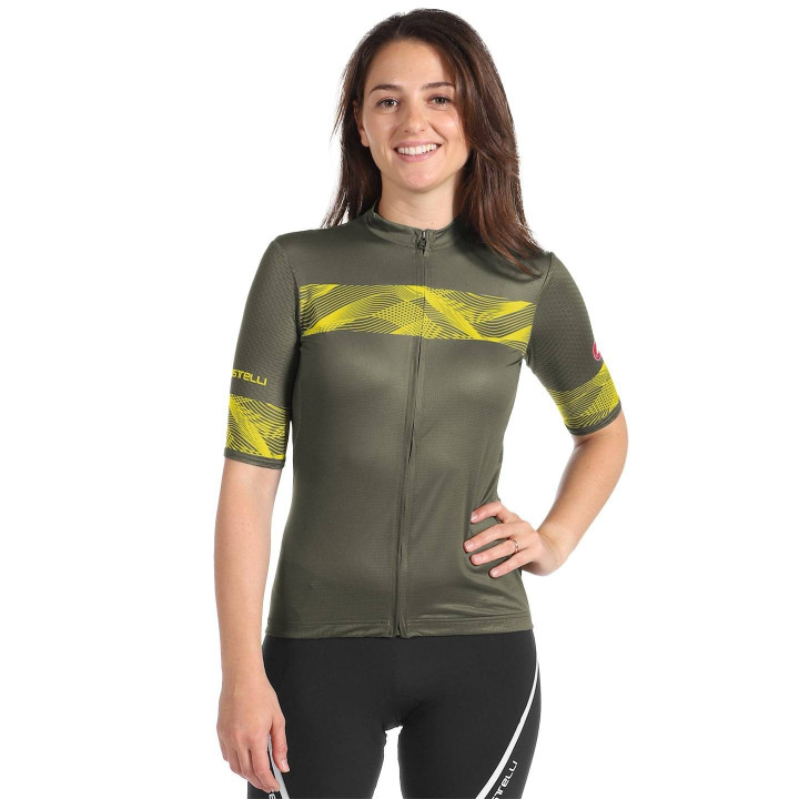 Maillot corto mujer Fenice en verde y amarillo neón de CASTELLI para ciclistas exigentes