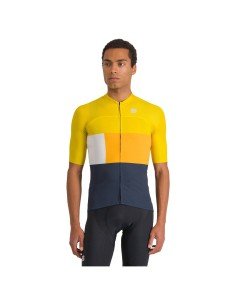Maillot corto Snap amarillo-azul de SPORTFUL, ideal para ciclistas que buscan comodidad y estilo