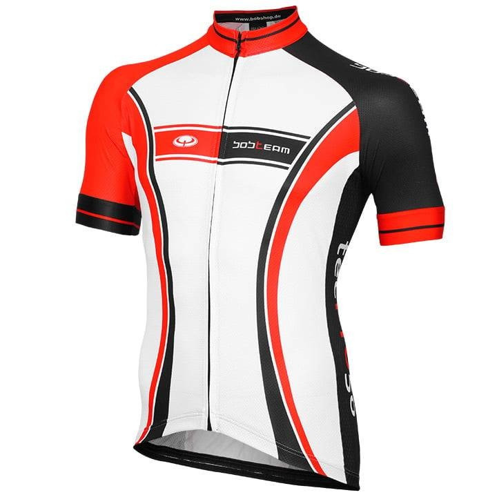 Maillot BOBTEAM tecPro50: ciclismo cómodo y fresco en rojo, negro y blanco