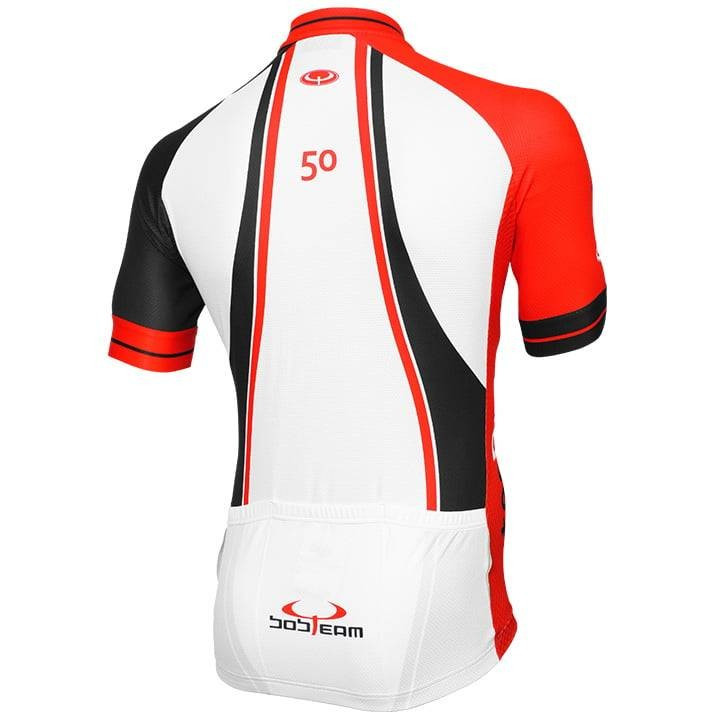 Maillot BOBTEAM tecPro50: ciclismo cómodo y fresco en rojo, negro y blanco