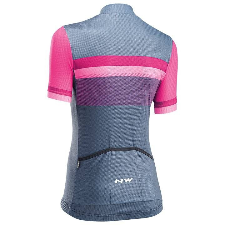 Maillot corto mujer Northwave Origin fucsia y gris, ideal para ciclistas