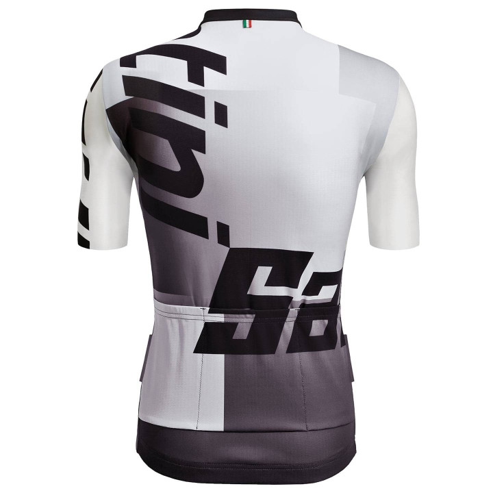 Maillot de ciclismo SANTINI Karma Logo en negro y blanco, comodidad y estilo al pedalear