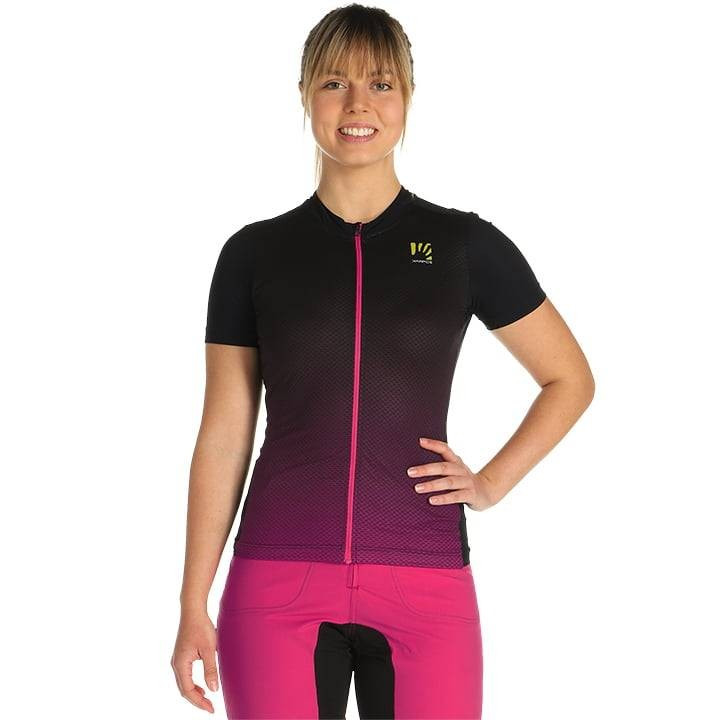 Maillot de ciclismo corto para mujer KARPOS Verve Evo en fucsia y negro, ideal para todas tus rutas