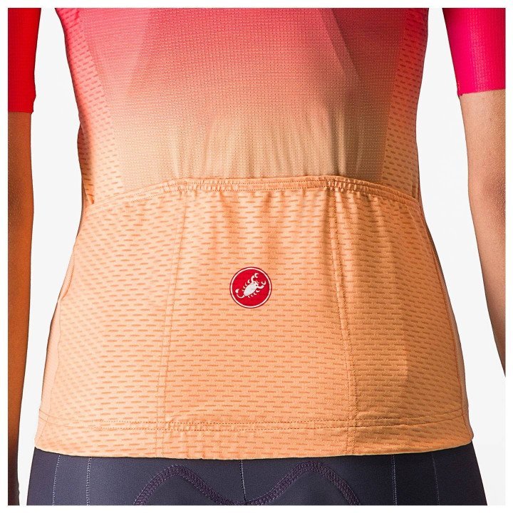 Maillot de ciclismo CASTELLI Salita en naranja y rojo, comodidad y estilo para tus rutas