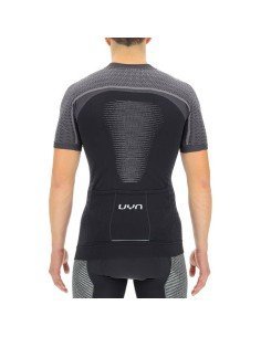 Maillot corto UYN Granfondo en negro y gris, ideal para tus rutas en bici 2