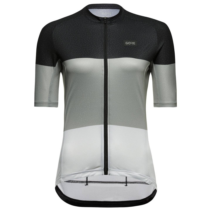 Maillot corto mujer GORE WEAR Spirit Stripes en negro y blanco para ciclistas con estilo