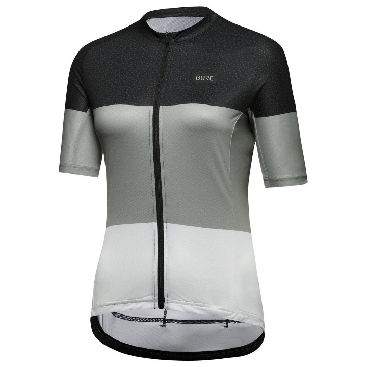Maillot corto mujer GORE WEAR Spirit Stripes en negro y blanco para ciclistas con estilo