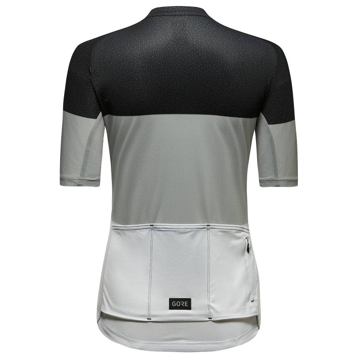 Maillot corto mujer GORE WEAR Spirit Stripes en negro y blanco para ciclistas con estilo