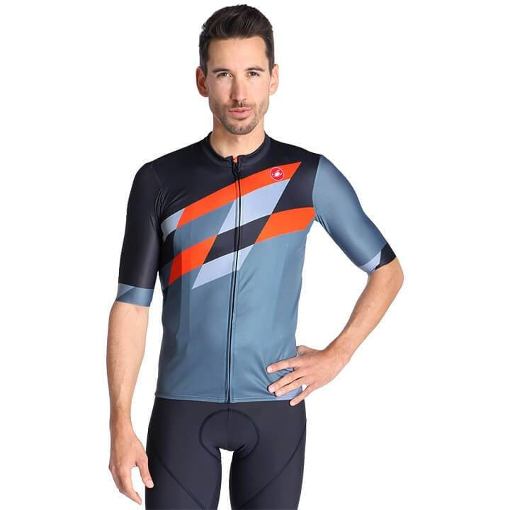 Maillot corto Castelli Tabula Rasa naranja-azul, comodidad y estilo en cada pedaleada