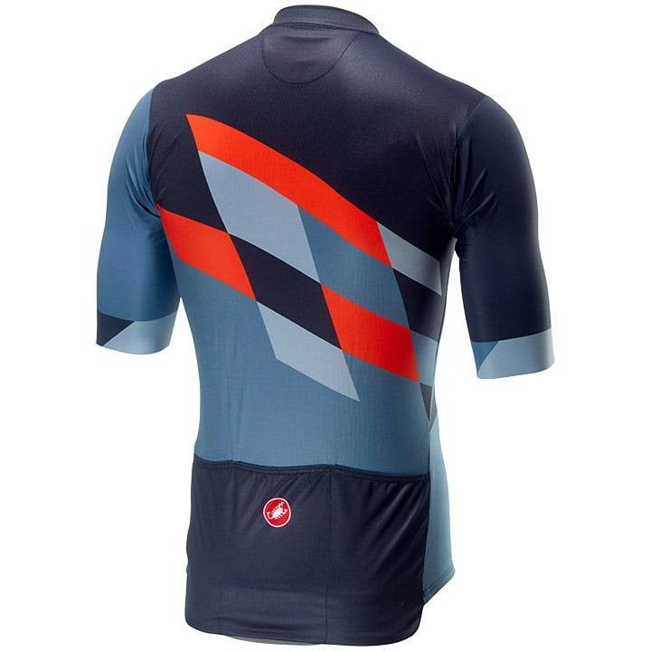 Maillot corto Castelli Tabula Rasa naranja-azul, comodidad y estilo en cada pedaleada
