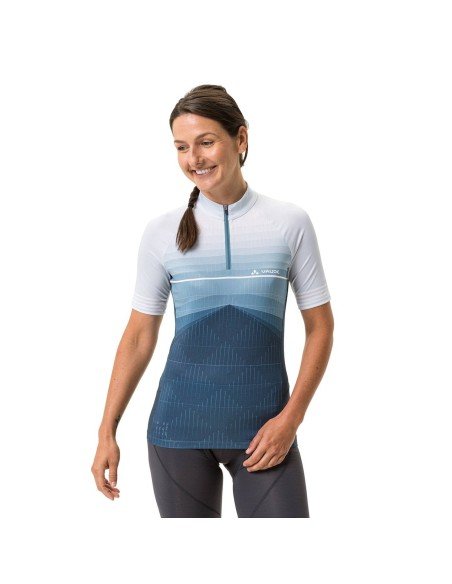 Maillot de ciclismo corto para mujer VAUDE Posta HZ en azul y gris, comodidad y estilo en tus rutas