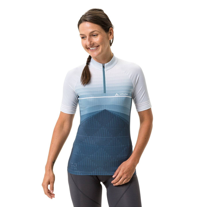 Maillot de ciclismo corto para mujer VAUDE Posta HZ en azul y gris, comodidad y estilo en tus rutas