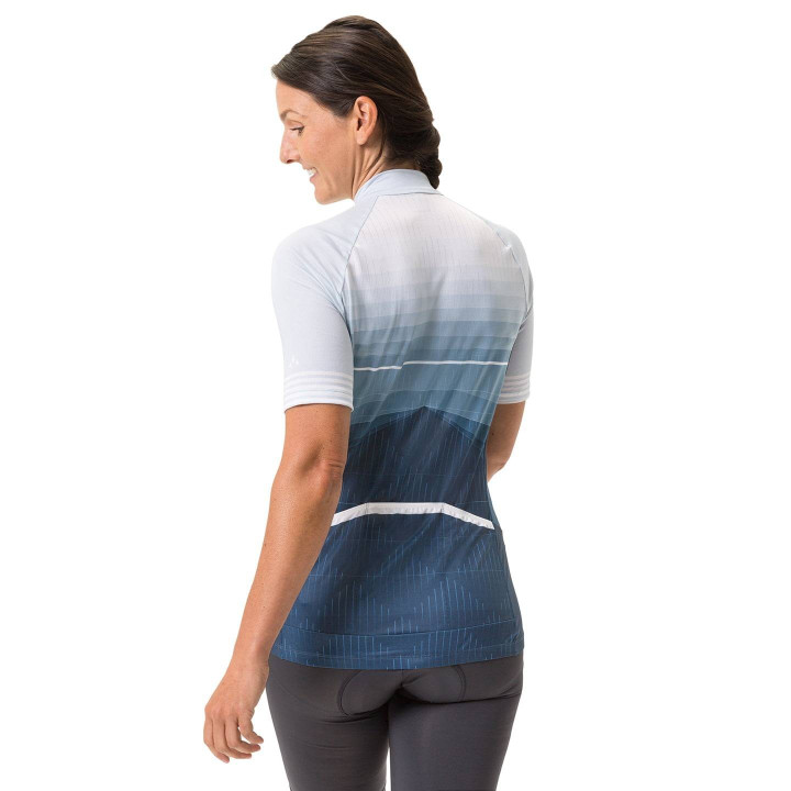 Maillot de ciclismo corto para mujer VAUDE Posta HZ en azul y gris, comodidad y estilo en tus rutas