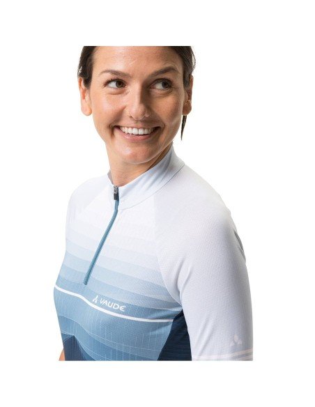 Maillot de ciclismo corto para mujer VAUDE Posta HZ en azul y gris, comodidad y estilo en tus rutas