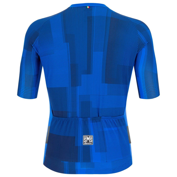 Maillot corto SANTINI Karma Kinetic azul: comodidad y estilo para ciclistas