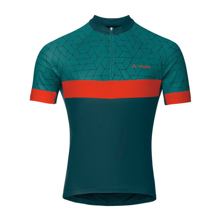 Maillot corto VAUDE Posta HZ naranja-verde, el aliado perfecto para tus rutas en bici