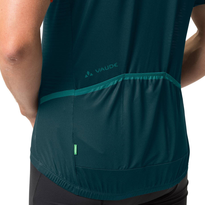 Maillot corto VAUDE Posta HZ naranja-verde, el aliado perfecto para tus rutas en bici