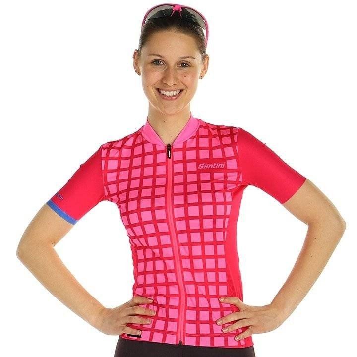 Maillot de ciclismo corto para mujer Sleek Grido en fucsia de SANTINI