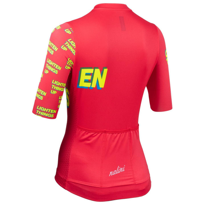 Maillot corto de ciclismo para mujer NALINI en amarillo y rojo, estilo y comodidad para tus rutas