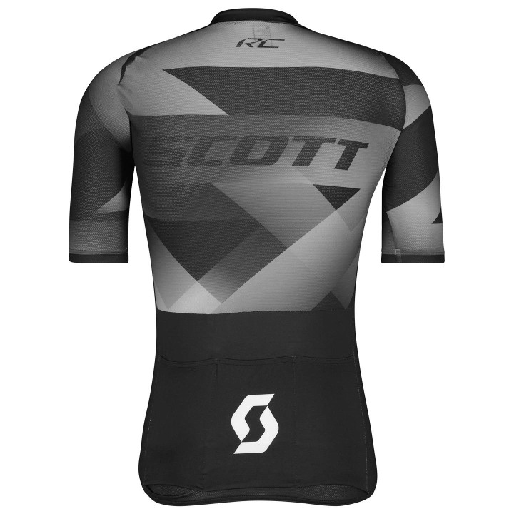 Maillot corto SCOTT RC Premium Climber en negro y blanco, ideal para ciclistas exigentes