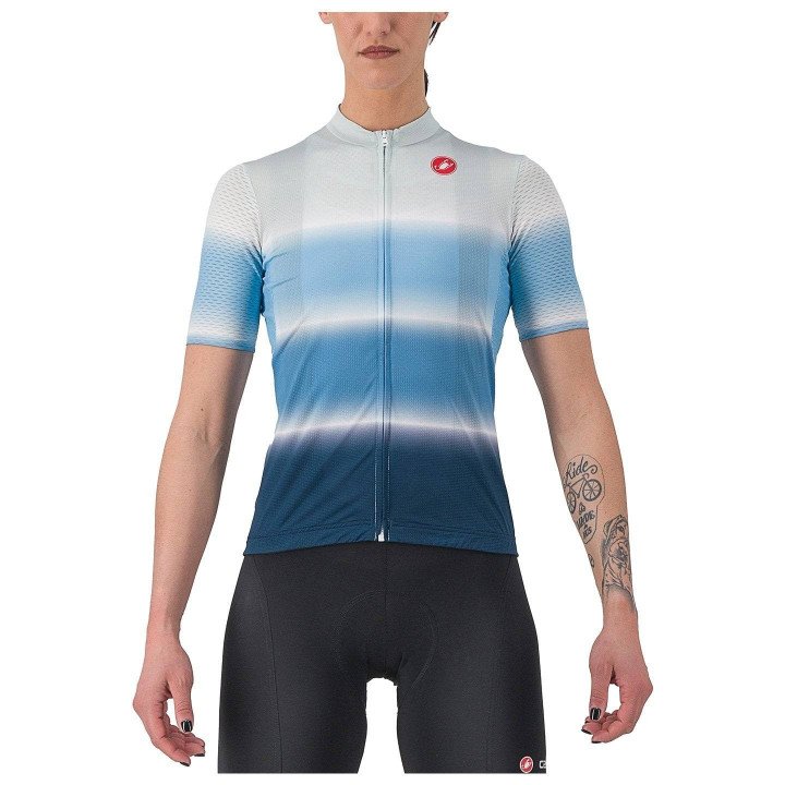 Maillot Dolce azul y blanco para mujer, comodidad y estilo en tus rutas en bici