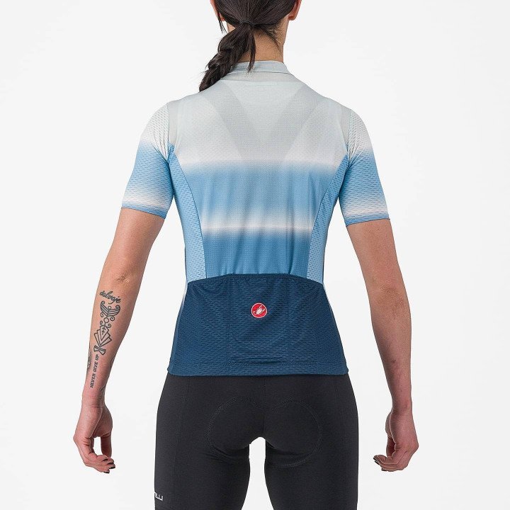 Maillot Dolce azul y blanco para mujer, comodidad y estilo en tus rutas en bici